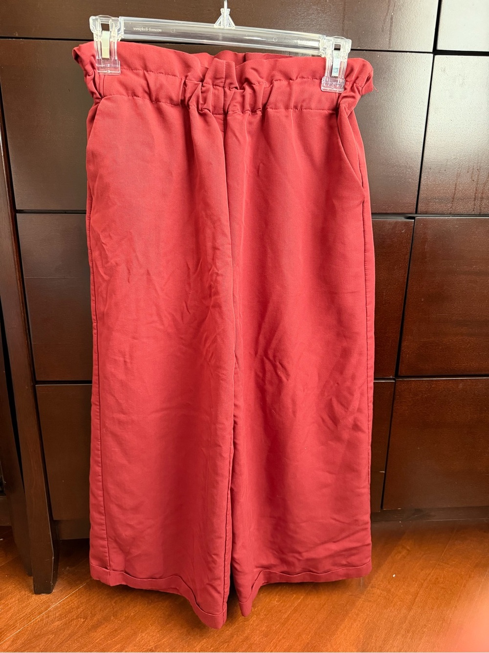 Mango Wide-Leg Paperbag Waist Pants in Crimson Orange